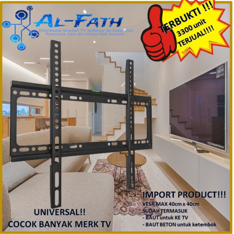 Garansi COCOK!! Bracket TV 32&quot; s/d 60&quot; Universal 60 55 50 45 43 42 40 32 24 21 inch cocok banyak merk TV WATERPASS