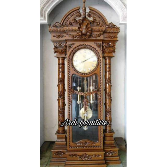 Jam hias besar brawijaya jati ukir jepara