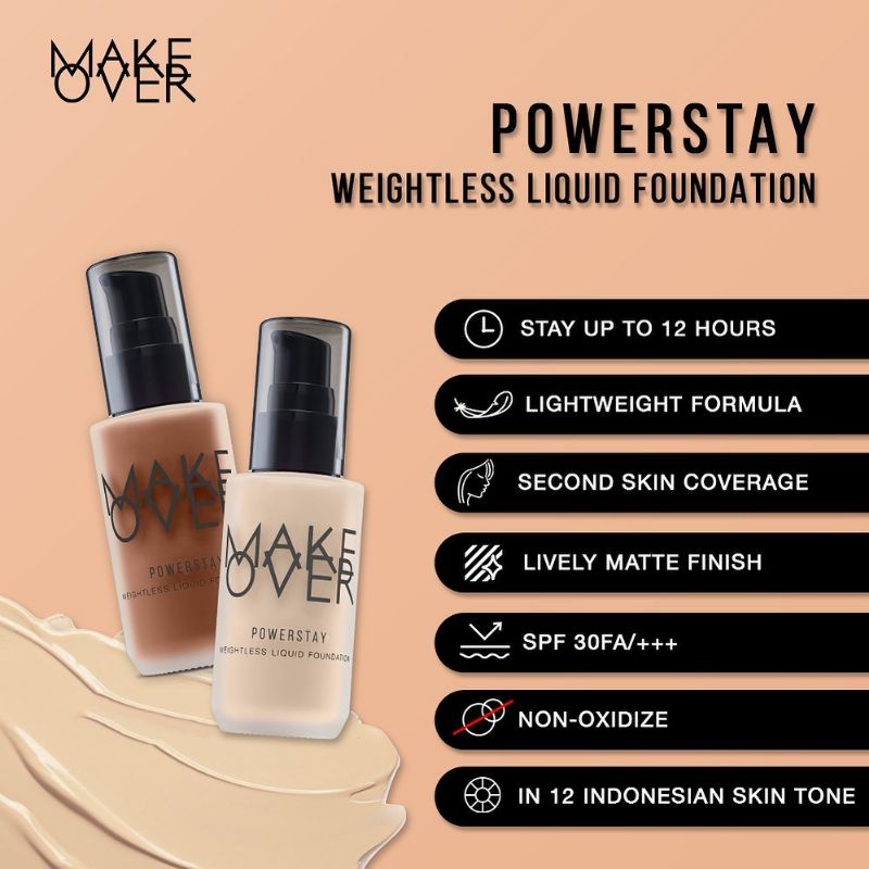 {100%ORI} MAKE OVER POWERSTAY LIQUID FOUNDATION
