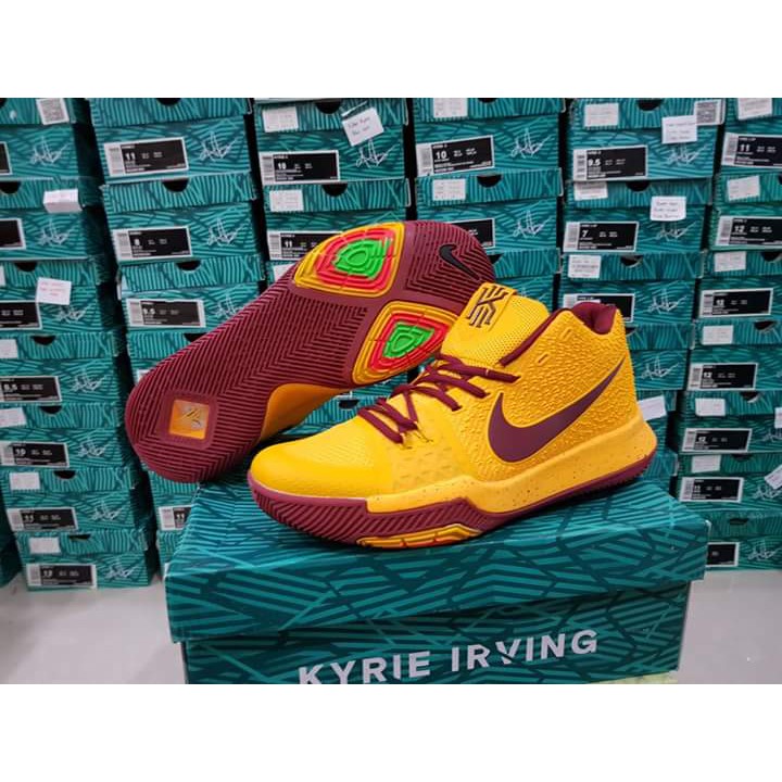 sepatu basket nike kyrie 3 yellow maroon