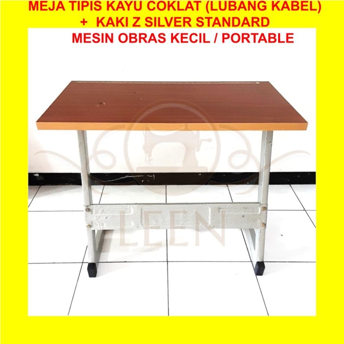 Meja Tipis &amp; Kaki Z Silver SET Mesin Jahit Obras Kecil / Portable LEEN