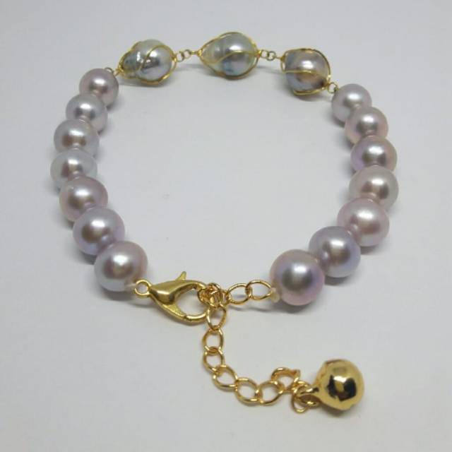 Gelang mutiara air tawar mix mutiara laut baroq