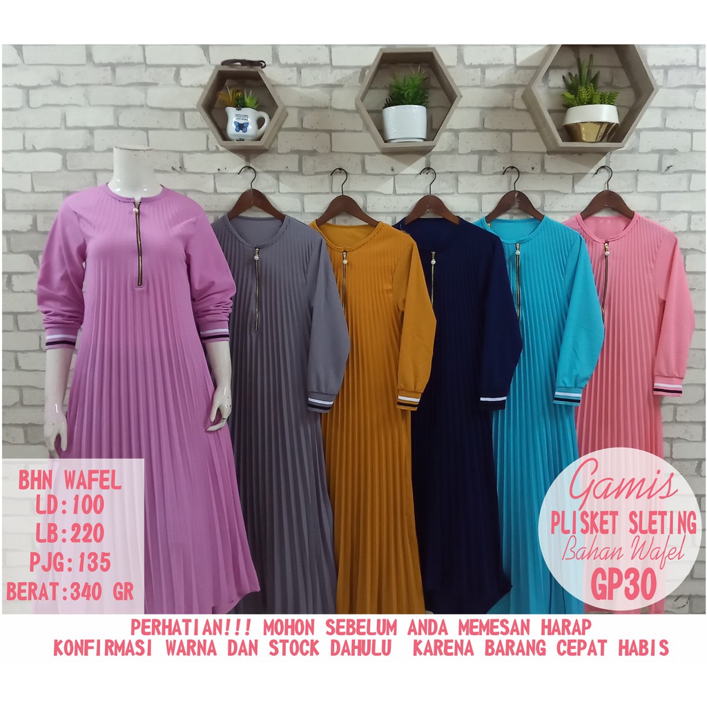 Baju Terlaris Gamis Wanita Busui Plisket Full Depan