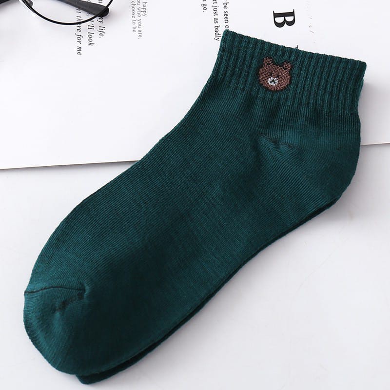 ☘SWEET☘ KAOS KAKI CUTE SEMATA KAKI MOTIF BROWN-2