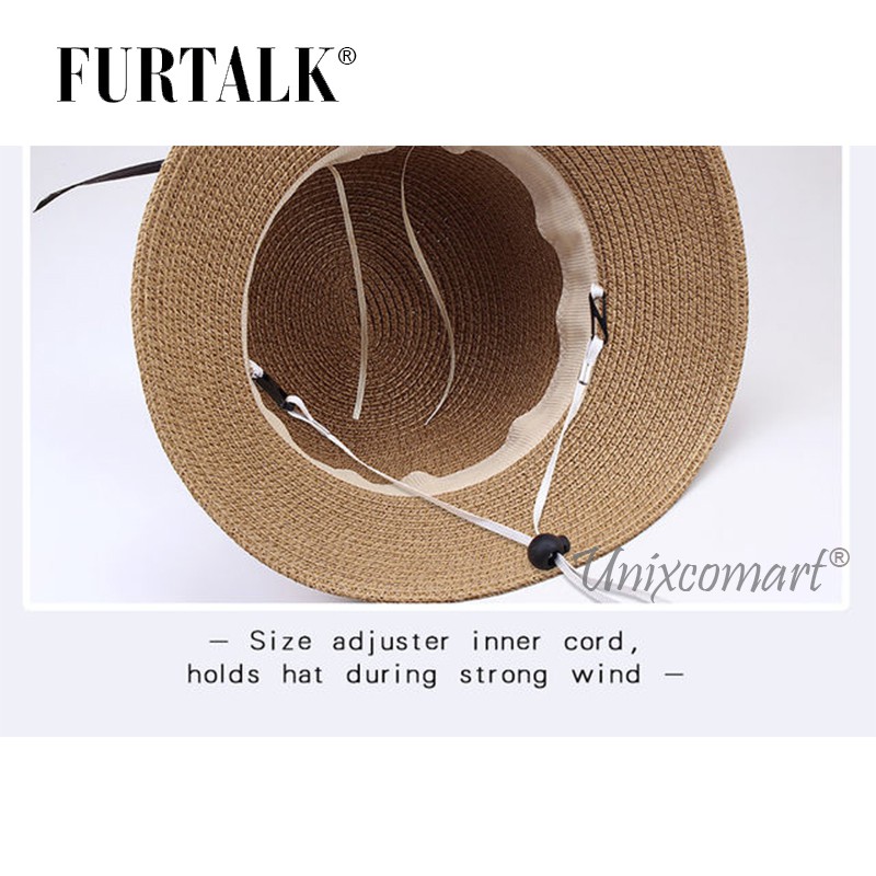 Furtalk SH020 Straw Hat Topi Pantai Rajut Panama Fedora Jerami