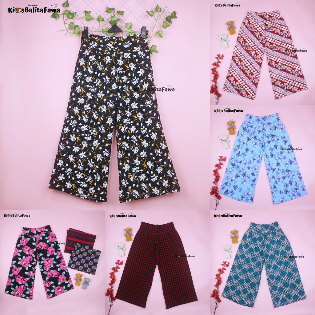 [MOTIF] Kulot Sasa 10-12 tahun / Panjang Cullotes Pants Adem Bawahan Harian Anak Perempuan Cewek 7/8