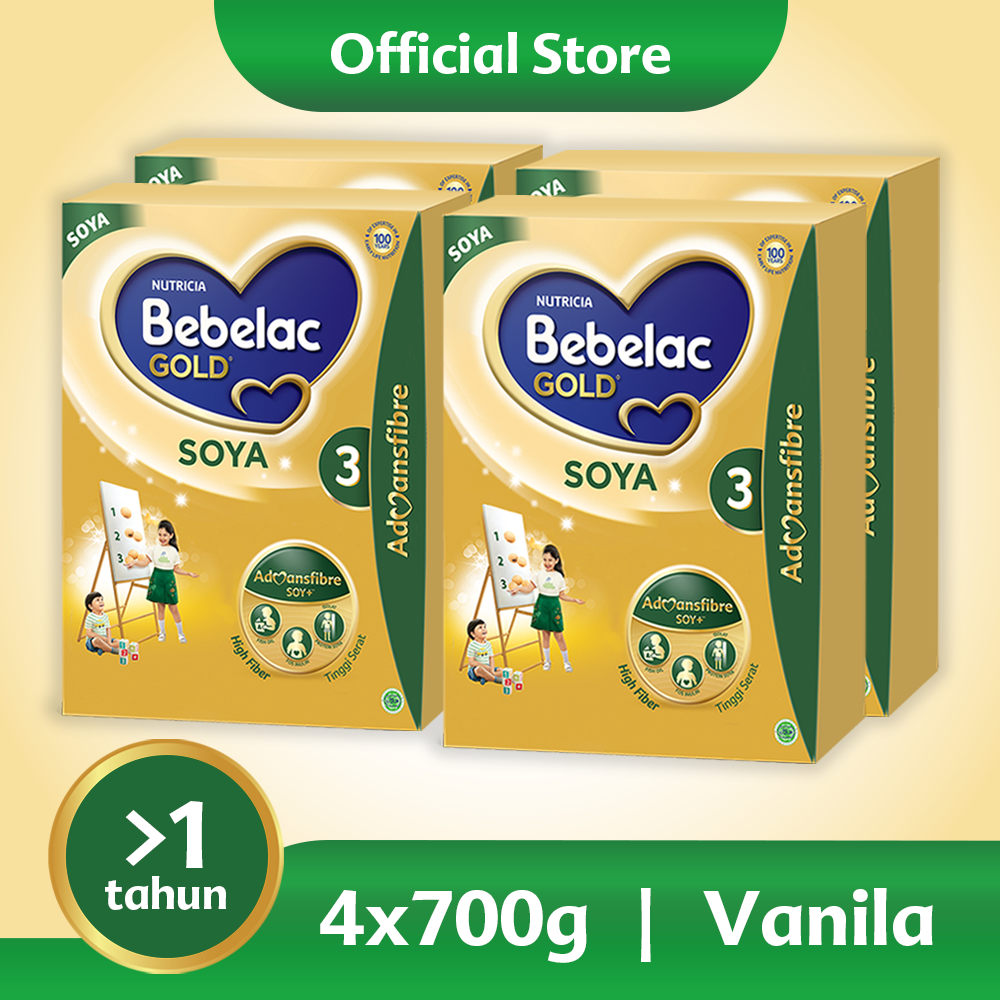 Bebelac Gold Soya 3 Vanila Formula Soya Bubuk 700 gr x 4