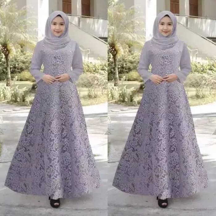 Model Baju Gamis Terbaru Kombinasi Brukat Modern Pesta Wanita Syari 20 Shopee Indonesia