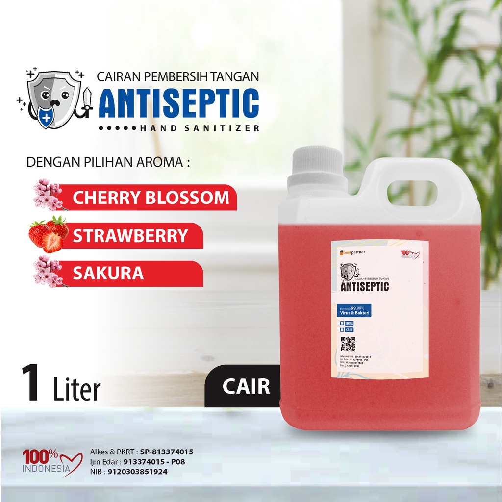 Hand Sanitizer Cair Antiseptic Varian Aroma Buah / Varian Aroma Segar 1 Liter ( Jerigen )