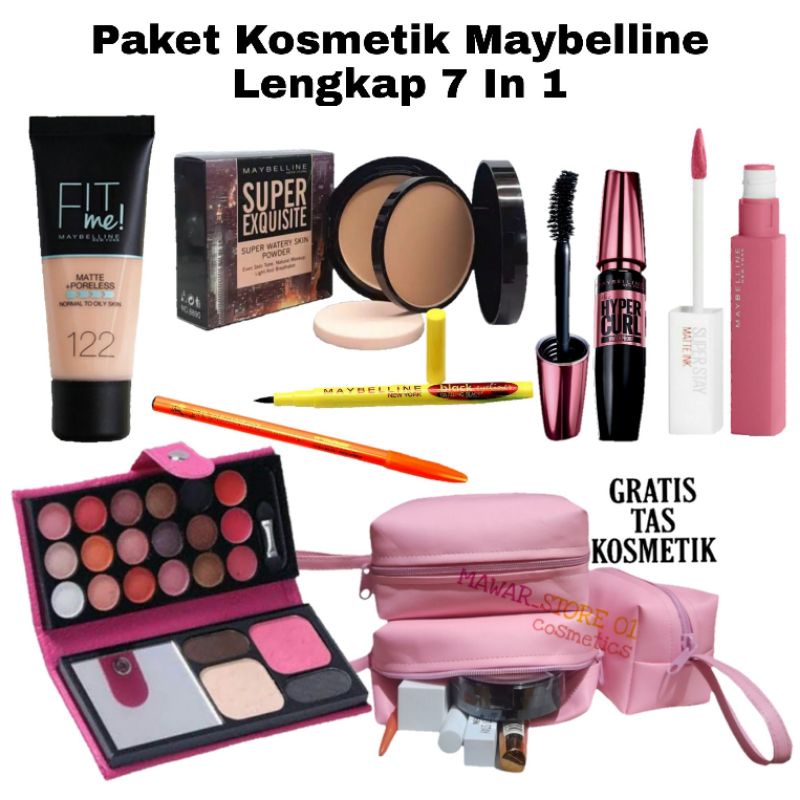 Paket Kosmetik Maybellin Lengkap 7 in 1 Fondation Fit Me Tube