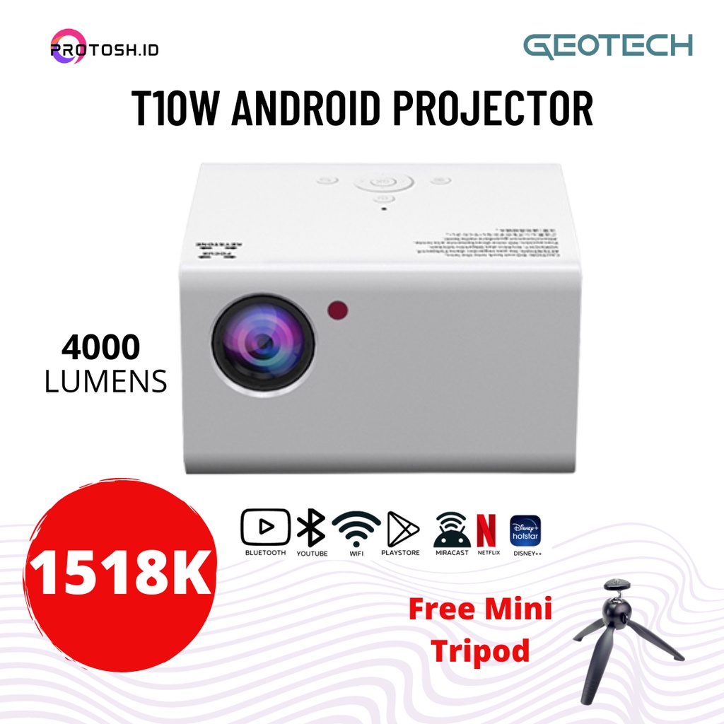 Jual Proyektor UNIC T10W ANDROID 6 Proyektor HP / Laptop Ke Dinding ...