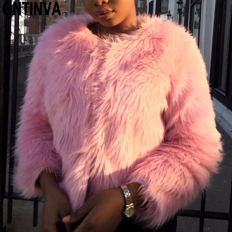 pink fluffy fur coat