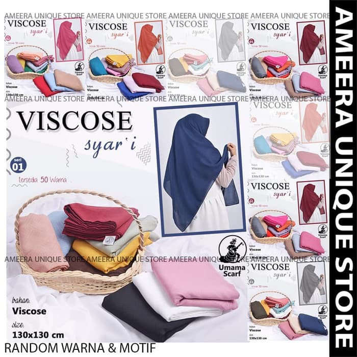 VISCOSE Syar'i Umama Jilbab POLOS Hijab Kerudung Segi Empat SegiEmpat