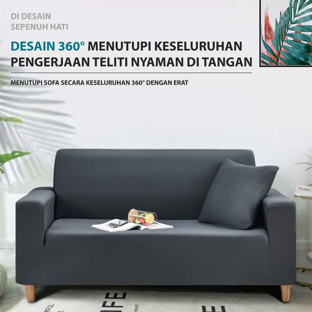 Cover Sofa Sarung Sofa Elastic Elastis Anti Selip Pattern Polos Seater 1/2/3/4 Seater rbantal sofa Cushion Protector Covers