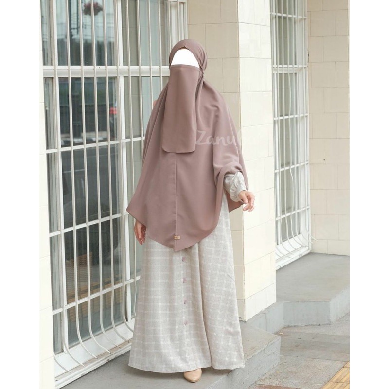 Gamis Tartan Button set zanuba hijab new
