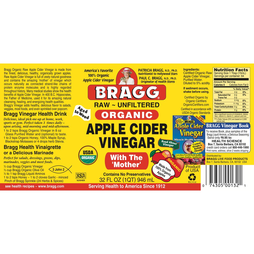 Cuka Apel Bragg / Toner Bragg Organic Apple Cider Vinegar / Toner Cuka Apel