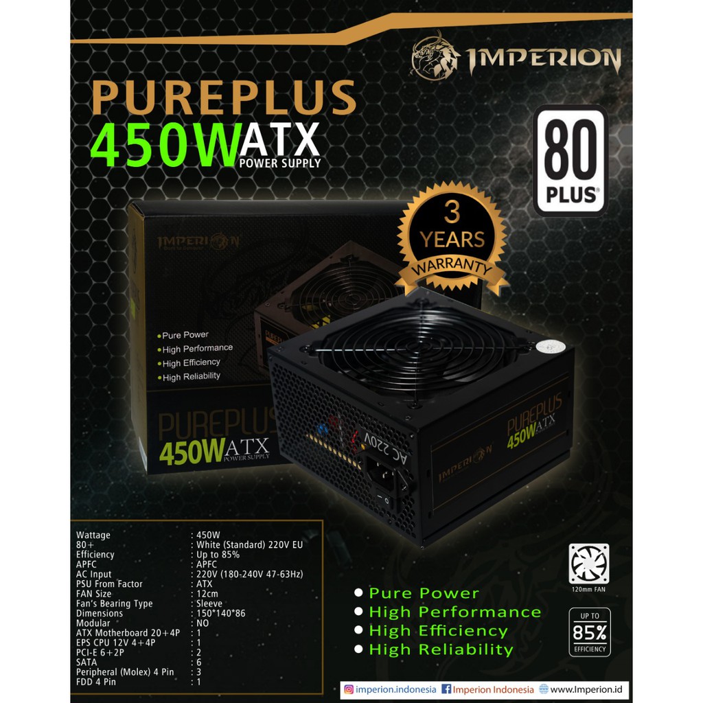 PSU IMPERION PUREPLUS 450W 80 PLUS 450 W