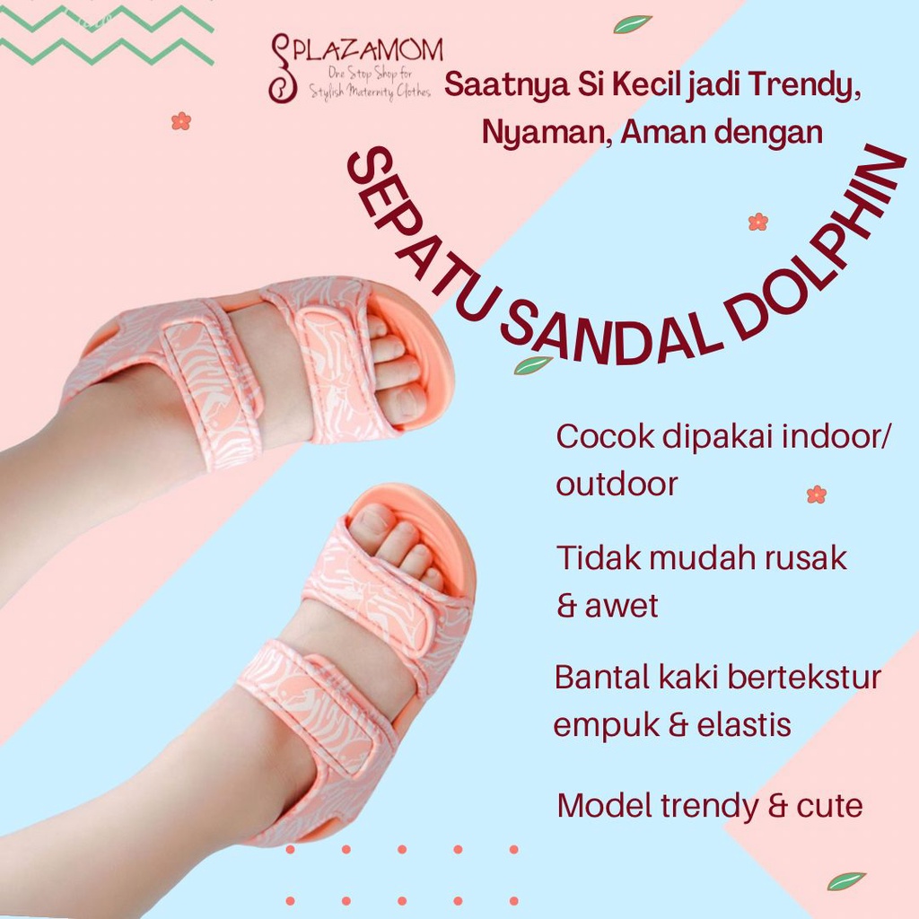 Sepatu Sandal EVA karet ANAK Laki Perempuan Cowo Cowok Cewe Cewek Girl Boy Kids Kid Sendal Selop Slippers Slip Strap Motif Dolphin Lumba Empuk Ringan Anti slip Kualitas Premium Nyaman Bisa untuk outdoor indoor tre