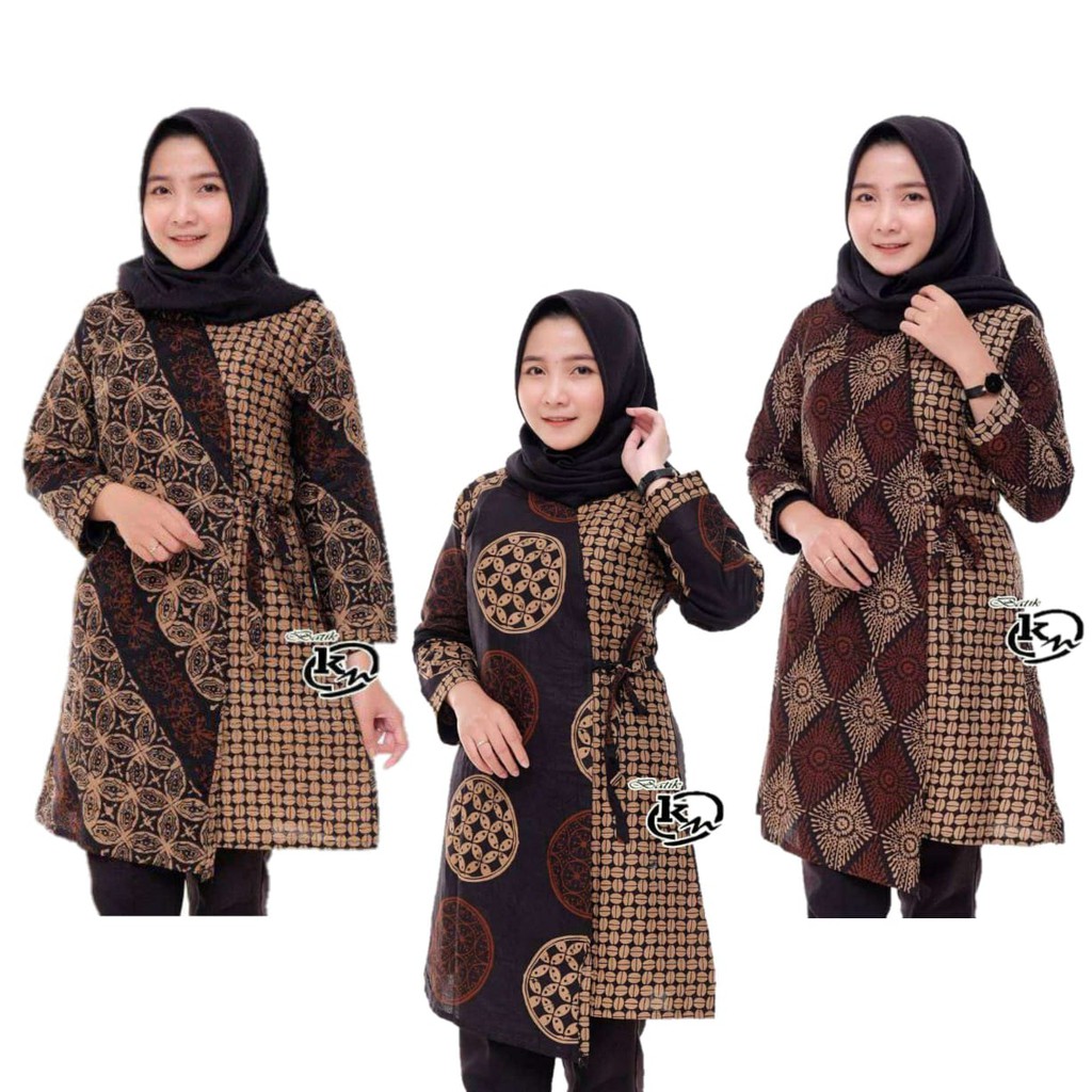 Tunik batik jumbo wanita motif baru seragam grosir ecer M L XL XXL JUMBO