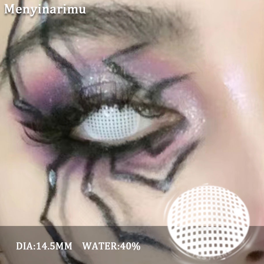 （COD）Softlens 2022 Karakter New 1Pasang White Eye Suasana Horor Cosplay Jaringan Putih Lensa Kontak Warna Diameter 14.5MM Halloween Softlens Mata Softlens Mata Atmosfer Horor Putih Seni Gotik