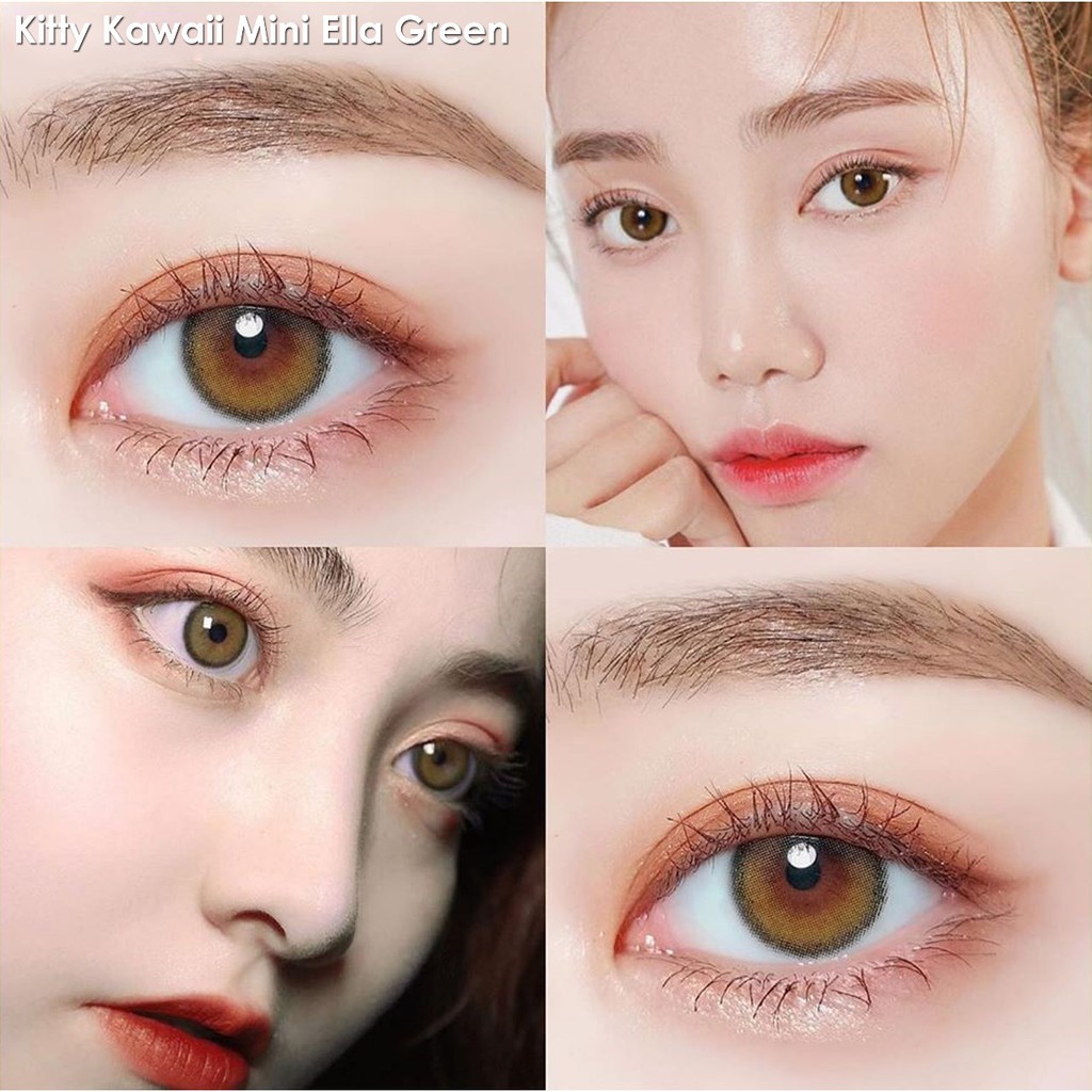 Soflens Kitty Kawaii Mini Ella Warna Gray Grey Pumpkin Brown Hazel Olive Idol Roze Airy Minus Murah