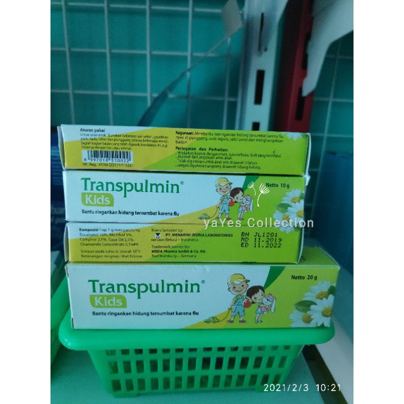 Transpulmin baby Kids 10 - 20 g meringankan hidung tersumbat flu bayi anak flue pilek balsem cream