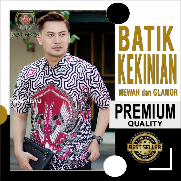 Kemeja Baju Batik Pria Lengan Pendek Kombinasi Keris Terbaru Prabuseno Terlaris Handara Formal Asana