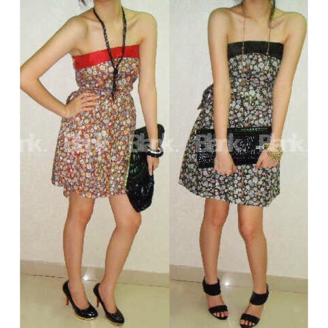 DRESS FLOWER KEMBEN . DRESS KEMBEN BUNGA MERAH HITAM size XL