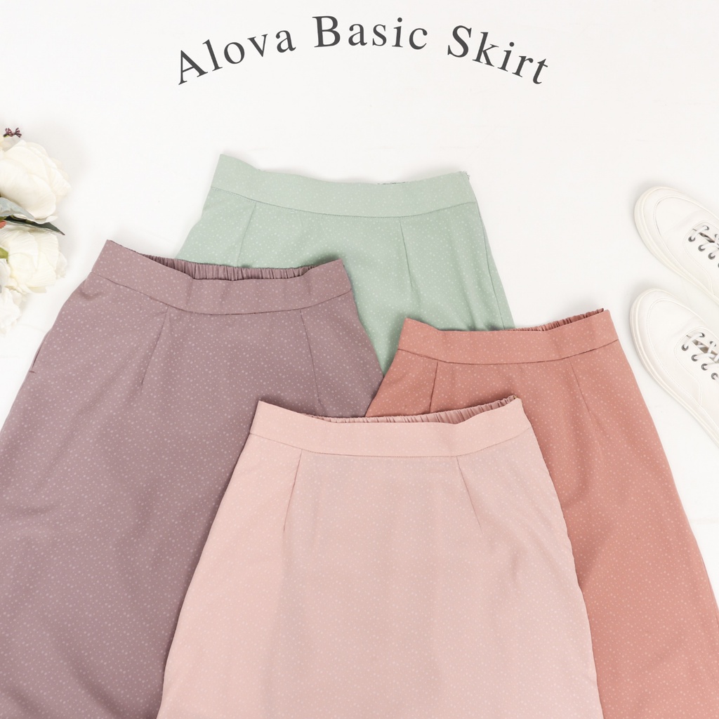 EZIMA - ALOVA BASIC SKIRT floral skirt a line skirt korean style panjang rok wanita rok hitam panjan