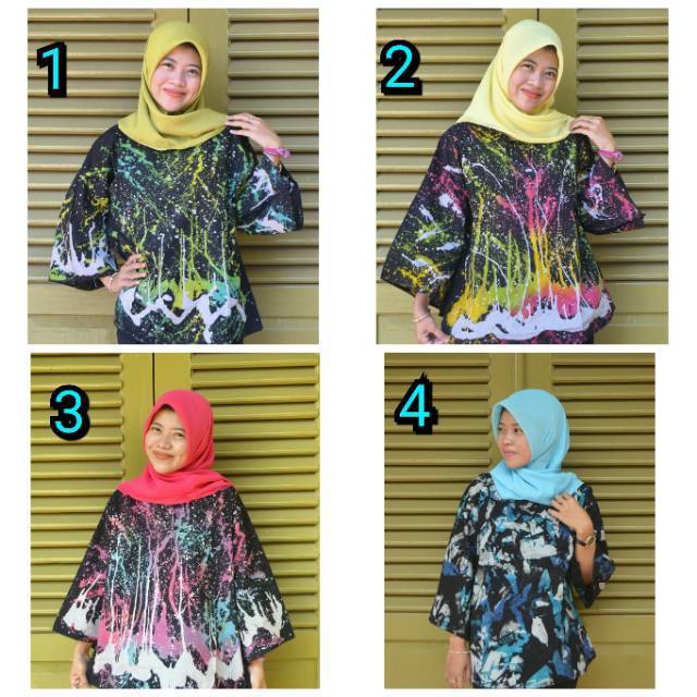 Blouse Batik - Atasan Merak Ready Seragam M-L-XL-XXL