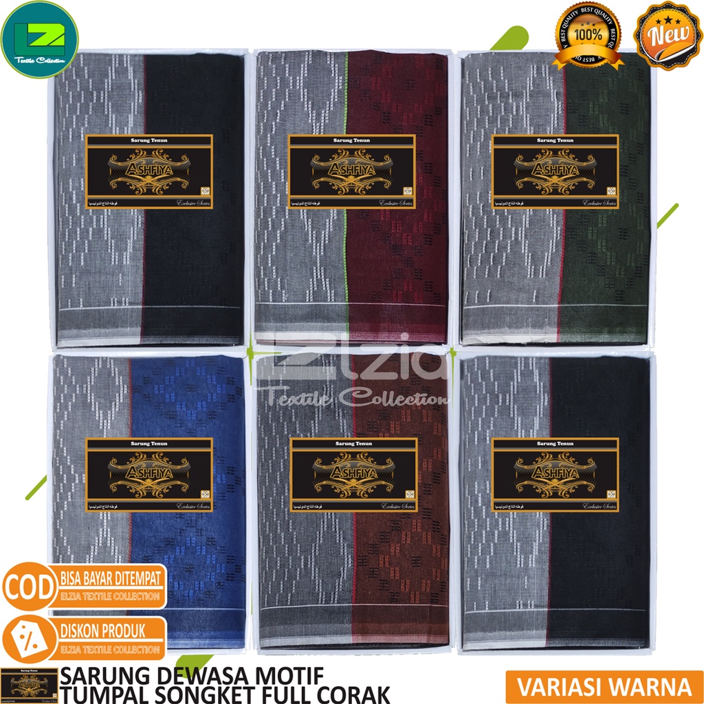 SARUNG TENUN DEWASA ASHFIYA MOTIF TUMPAL SONGKET BAHAN KATUN DENIM