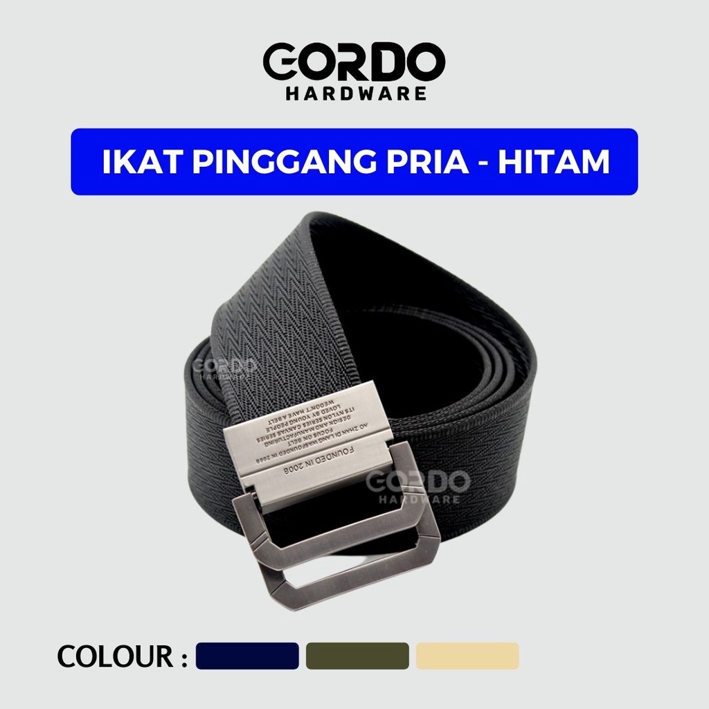 Ikat Pinggang Pria / Tali Ikat Pinggang Pria / Sabuk Gesper Pria Kanvas / Buckle Belt Military Canvas Tactical - Hitam