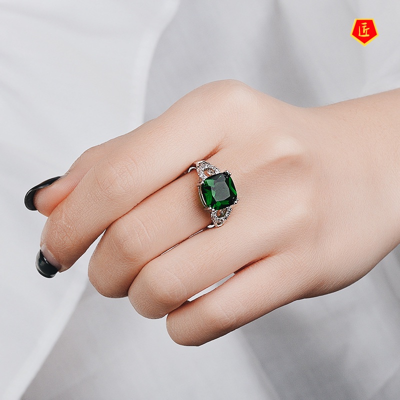 [Ready Stock]Fashion 925 Silver Sapphire Ring Inlaid with Colorful Gems