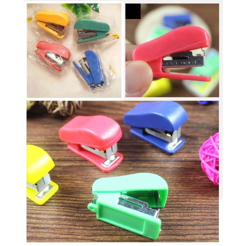 Staples Mini FREE isi Staples Stapler Stepler Perlatan Sekolah- Warna Acak