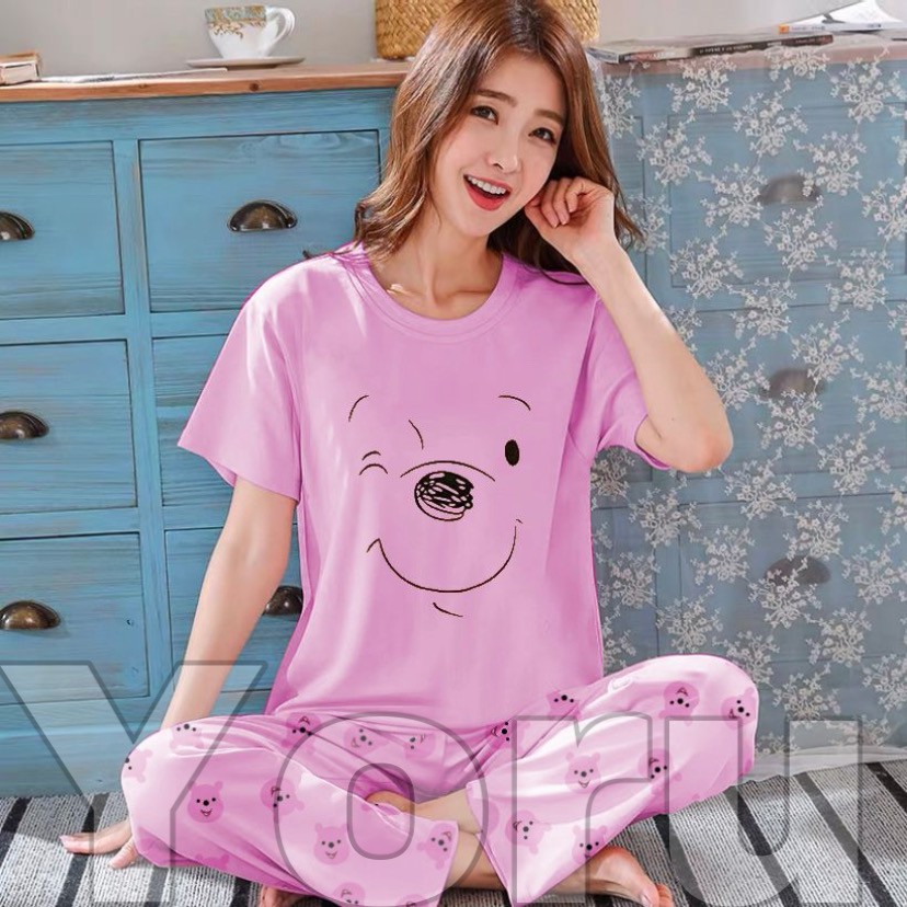 Pamelo Piyama Cp Setelan Kaos Katun Baju Tidur Wanita Cp Baby Doll Supplier Sleep Wear Murah