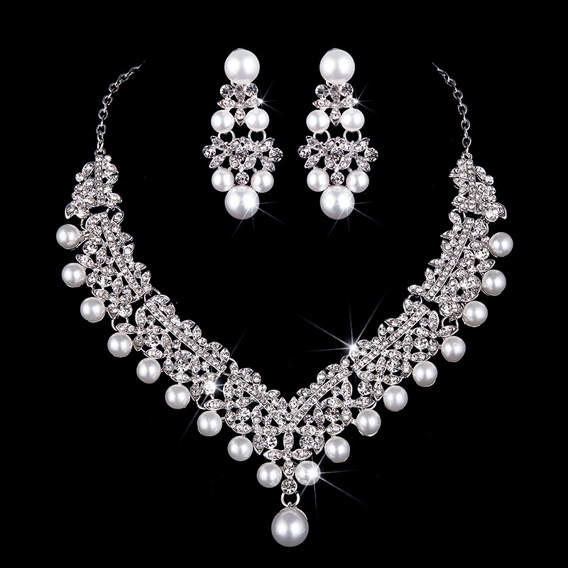Pearl Wedding Bridal Jewelry Sets For Pageant Prom Bijoux Necklace Earring