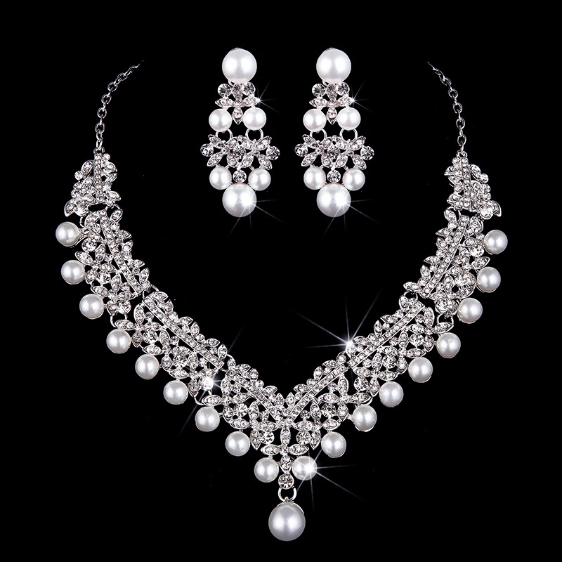 Pearl Wedding Bridal Jewelry Sets For Pageant Prom Bijoux Necklace Earring