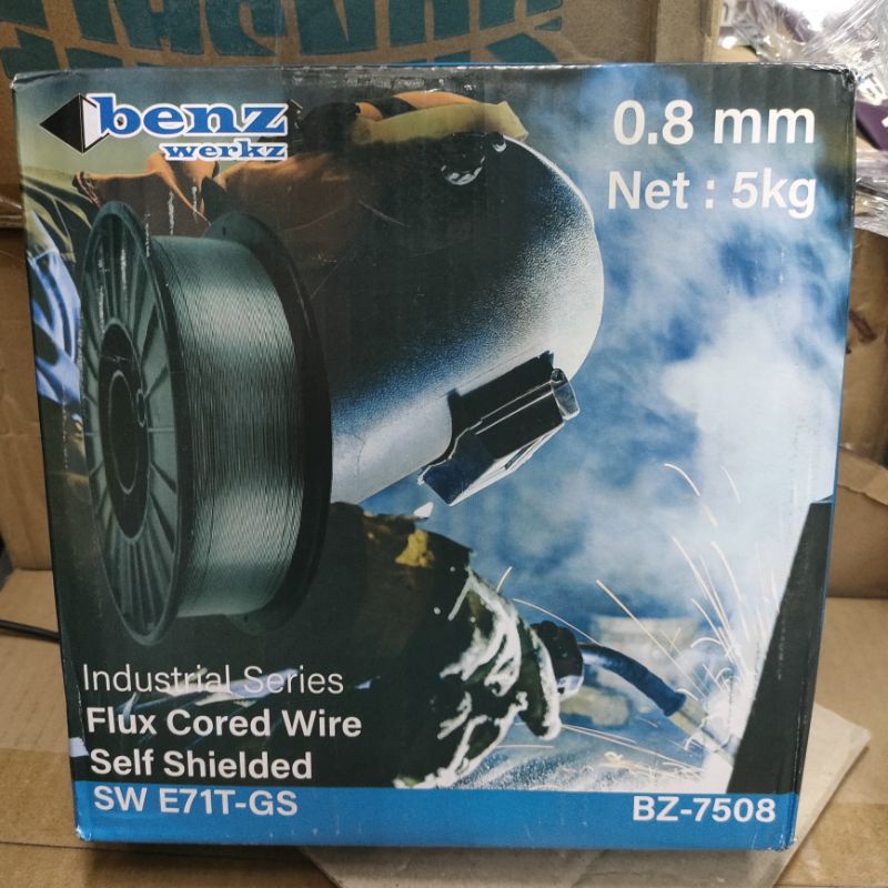 Kawat Las CO2 Flux Core Wire MIG 0.8MM 5Kg E71T-GS Tanpa Gas CO2 Benz