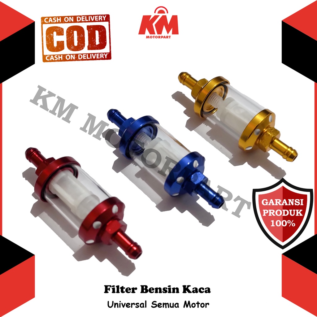 Filter Bensin Motor Kaca CNC Saringan Bensin Variasi Universal Beat Mio Vario Scoopy Mx Lexi Aerox Nex Dll