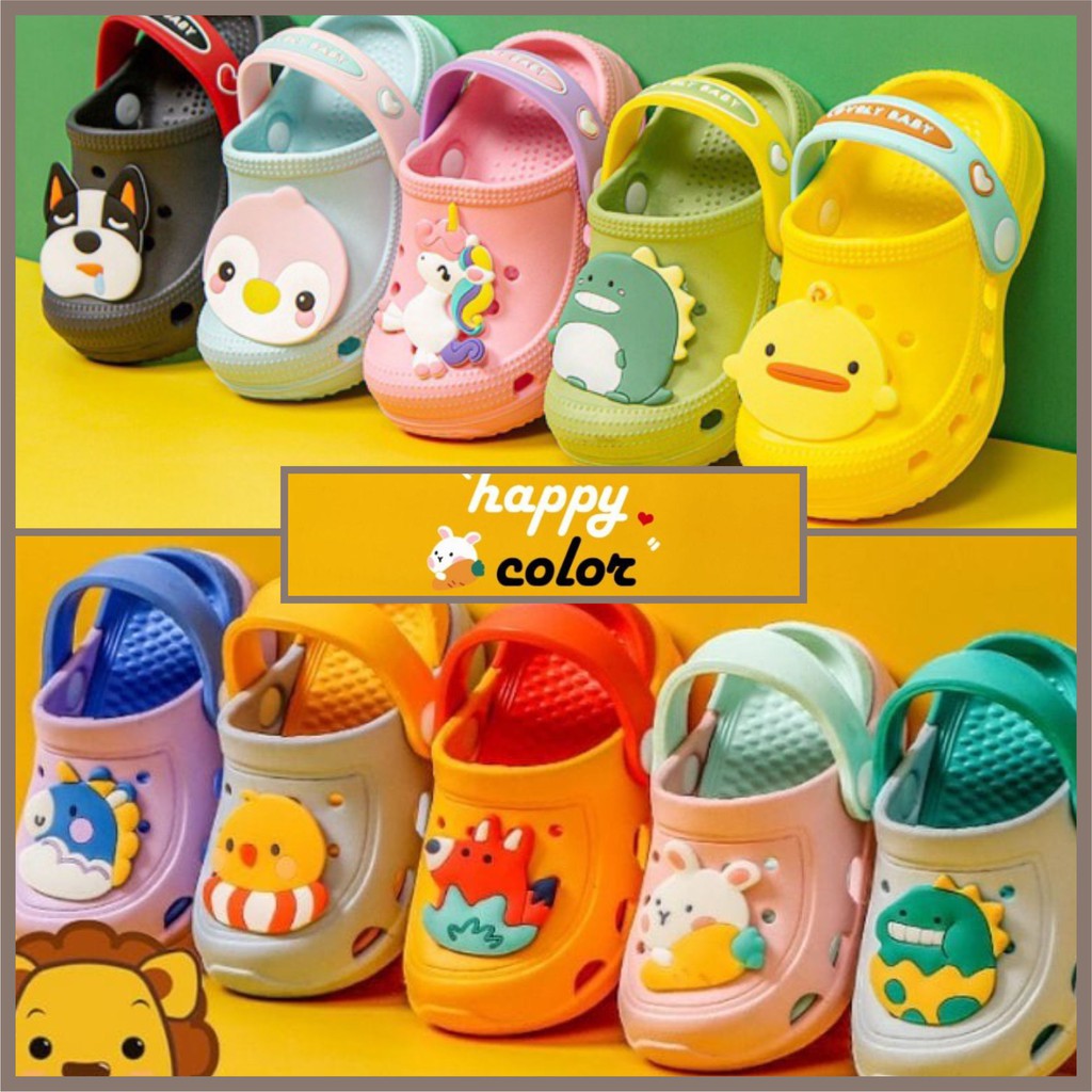 Mikusoo Sandal Sepatu Anak Crocs Pop Up Karakter Seri Hewan Bahan EVA