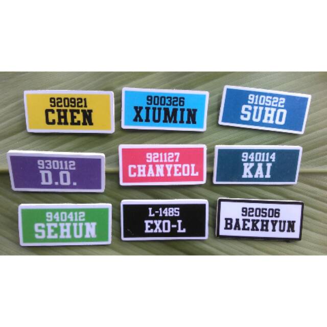 

pin kayu nametag elyxion member kpop exo