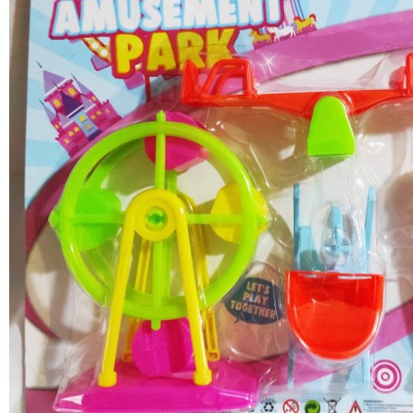 amusement park / mainan anak edukasi boneka lucu plus ayunan kemasan mika amusement