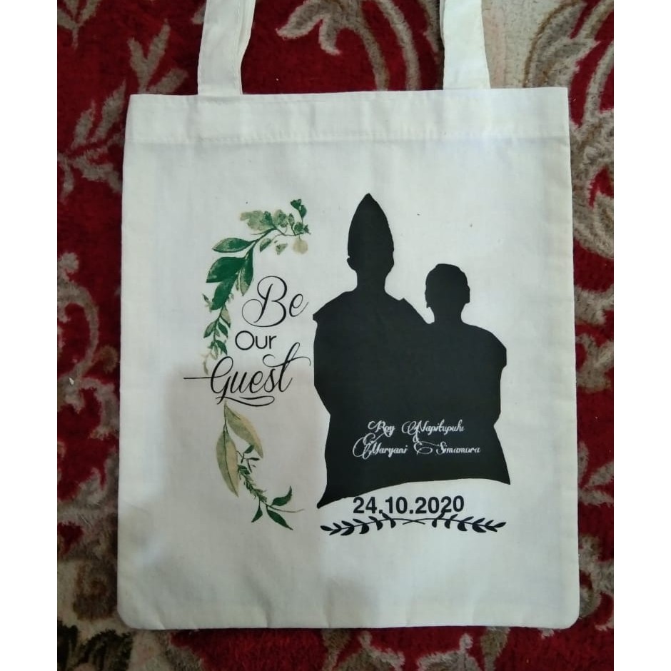 CUSTOM TOTEBAG KANVAS/TOTE BAG TAS BELANJA/SHOPPING BAG PAKAI PEREKAT BISA POLOS BISA CUSTOM SABLON