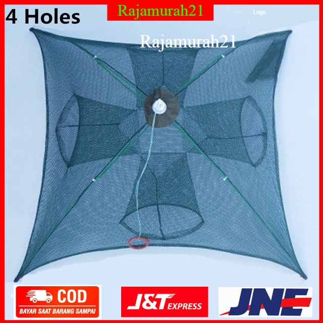 Jaring Pancing Ikan Udang Automatic Folding Umbrella Fishing Net Cage 4 Holes -  OMSELXXX