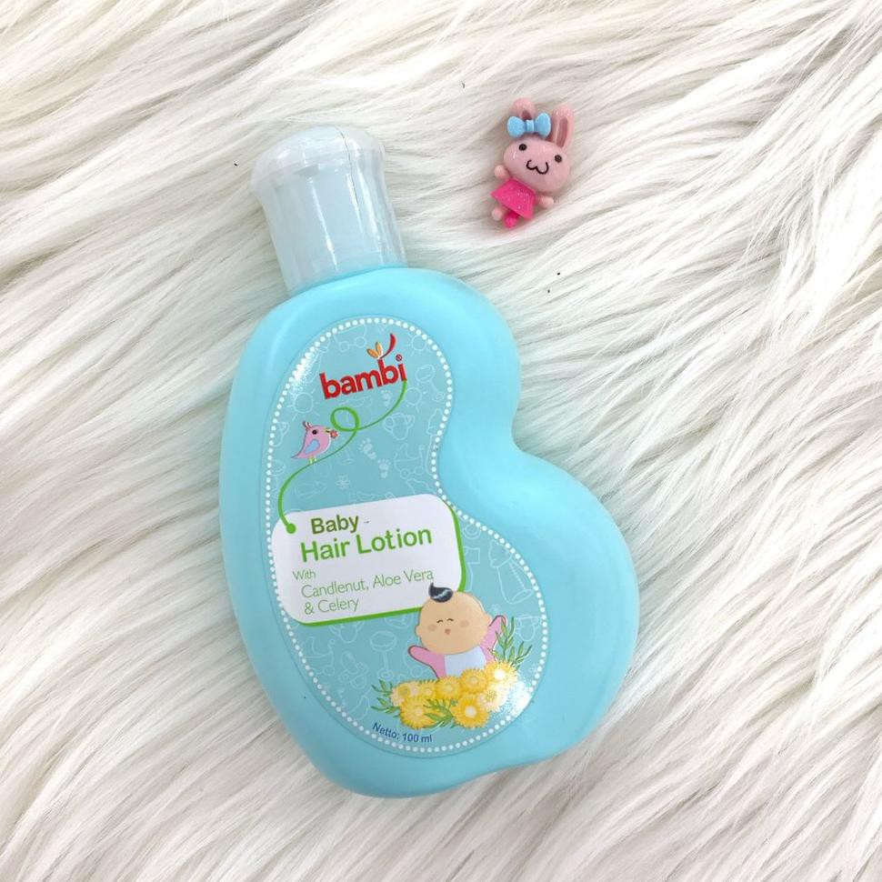 Bambi Losion Rambut Bayi Lebat Hitam Lembut Hair Lotion With Candlenut Aloe Vera Celery New 100ml