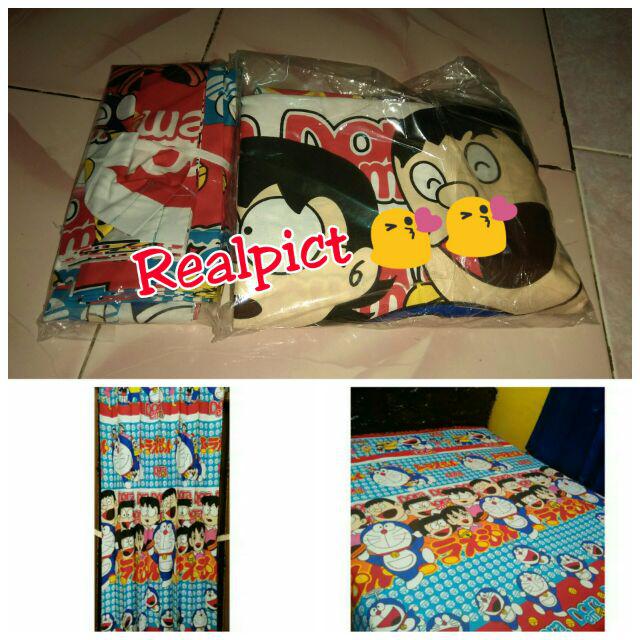 Set Sprei + Gorden Doraemon