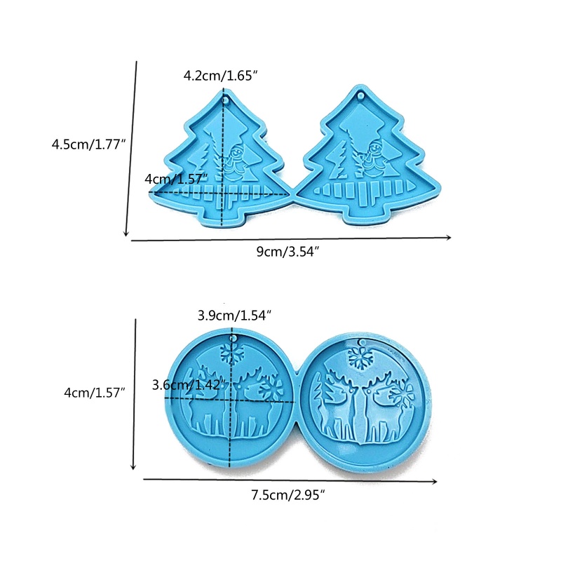 2 Pcs / set Cetakan Liontin Bentuk Rusa Pohon Natal Bahan Silikon Je