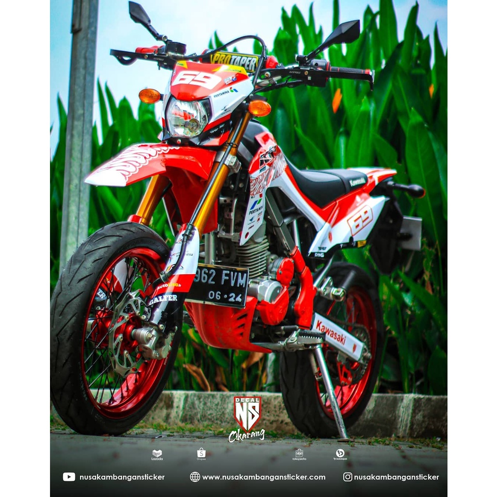 Striping Klx Bf Extreme Merah Glossy Laminasi Decal klx bf
