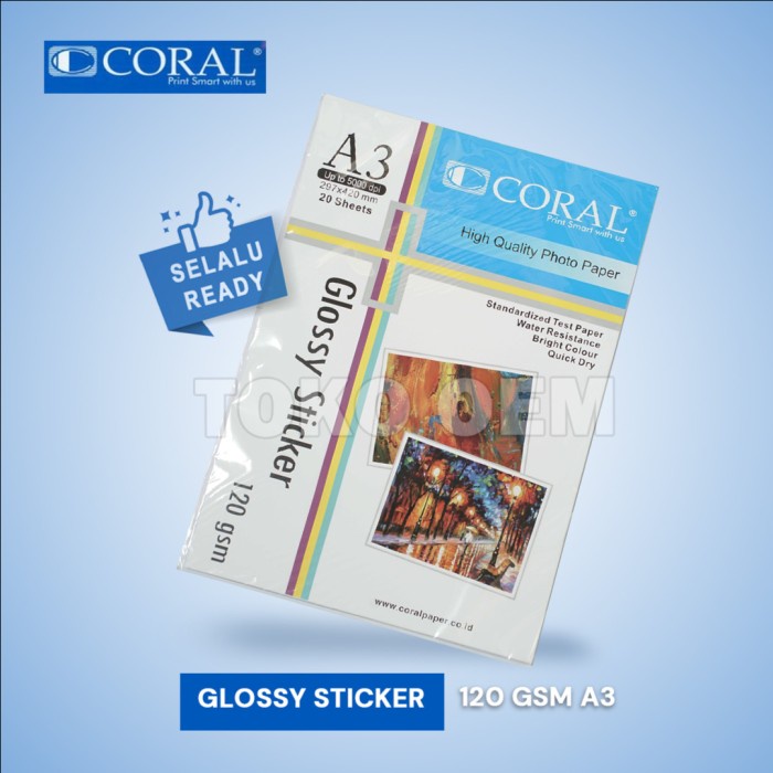 

(DISKON TERMURAH) CORAL GLOSSY STICKER 120 GSM A3
