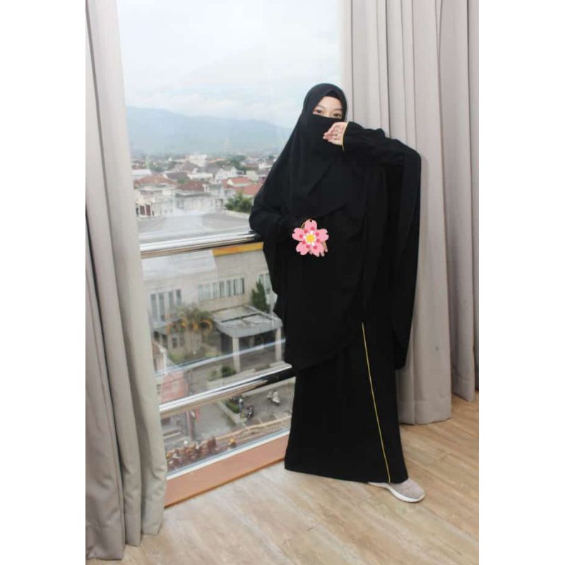 Waafa Abaya Gamis Hitam Mureba Jetblack/Abaya Polos Jetblack